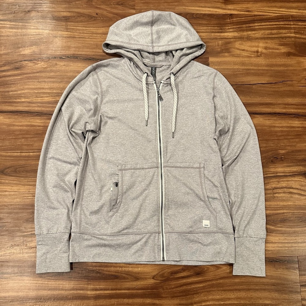 Vuori Hoodie Mens Small Gray Full Zip Lightweight Jersey Athletic Stretch